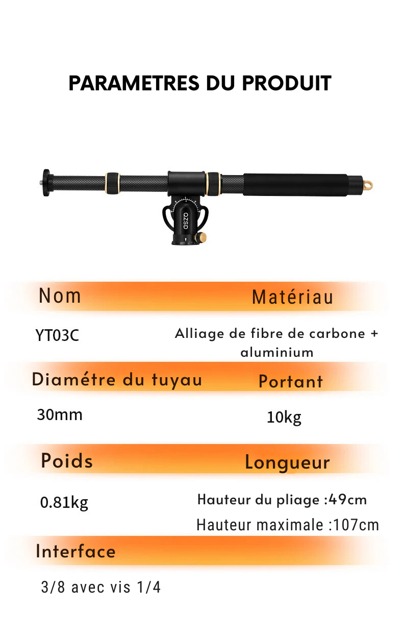 Bras Articulé Professionnel pour Caméra - Support Flexible pour Appareil Photo (2 à 5 kg)