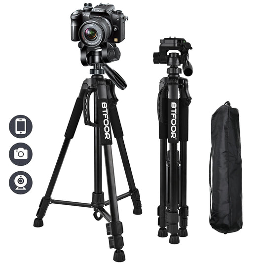Trépied Photo Vidéo – Hauteur Ajustable 45 cm à 140 cm, Léger et Portable