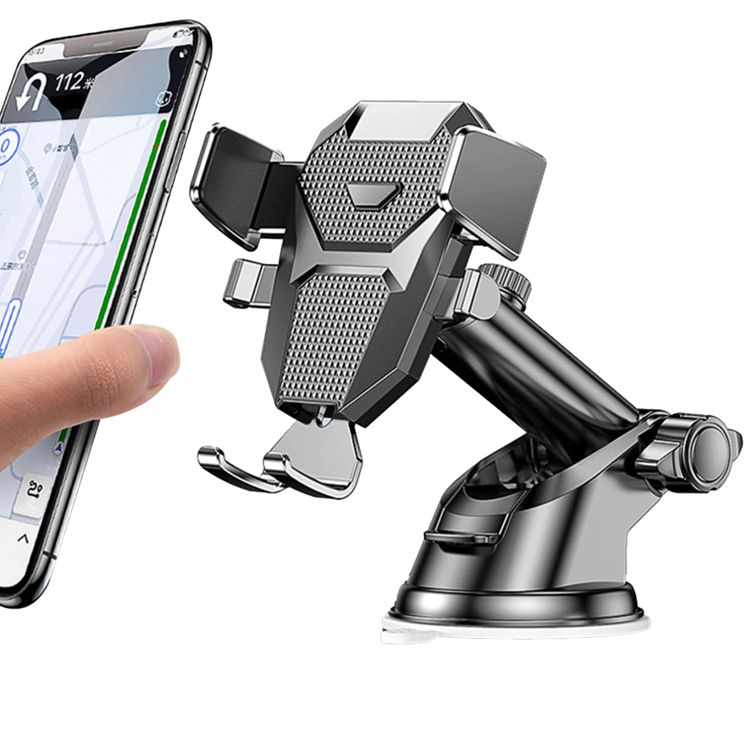 Support Téléphone Voiture 2-en-1 – Fixation Ventouse et Grille d'Aération, Rotation 360°