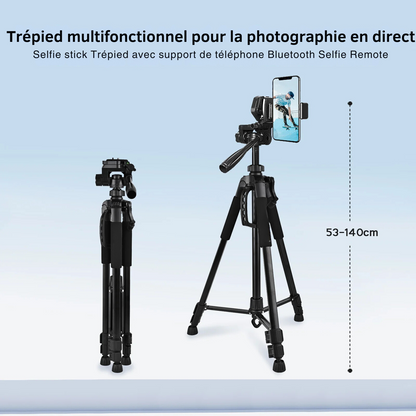 Trépied Photo Vidéo – Hauteur Ajustable 45 cm à 140 cm, Léger et Portable