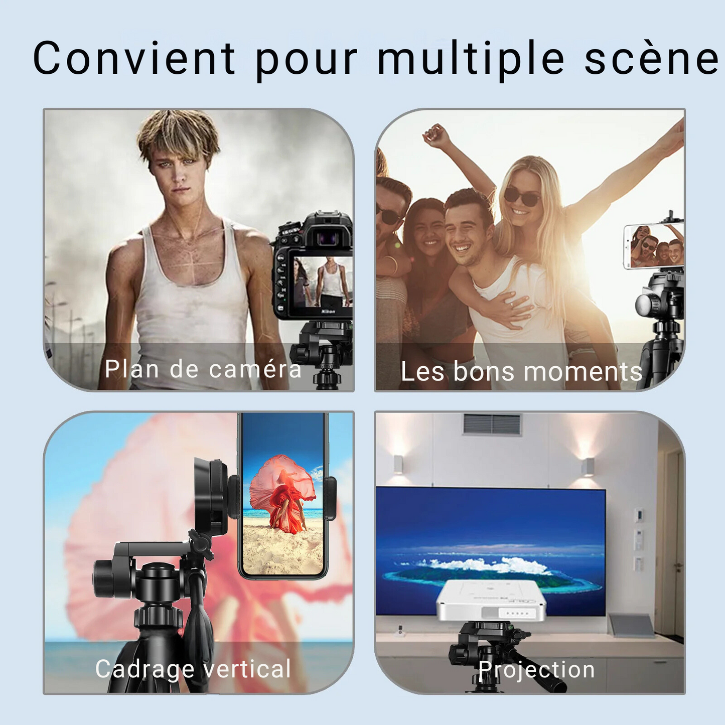 Trépied Photo Vidéo – Hauteur Ajustable 45 cm à 140 cm, Léger et Portable