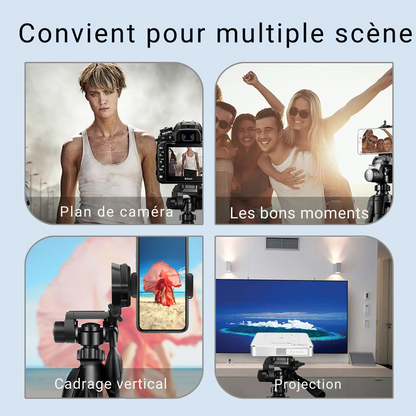 Trépied Photo Vidéo – Hauteur Ajustable 45 cm à 140 cm, Léger et Portable