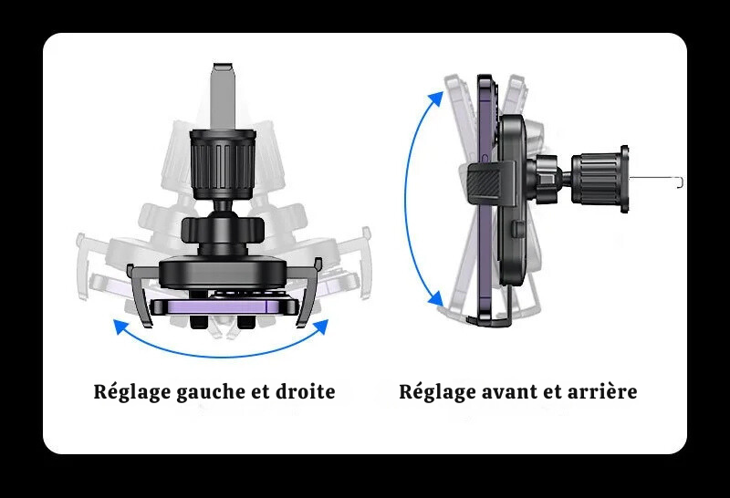 Support de Téléphone Universel pour Voiture – Fixation Grille d'Aération, Rotation Ajustable
