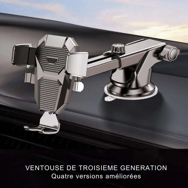 Support Téléphone Voiture 2-en-1 – Fixation Ventouse et Grille d'Aération, Rotation 360°
