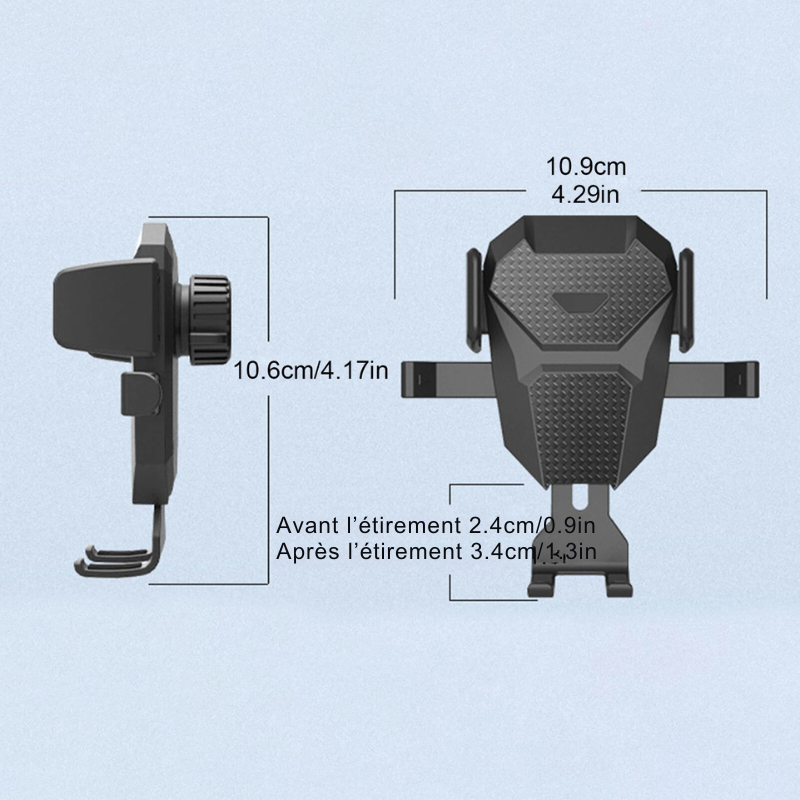 Support Téléphone Voiture 2-en-1 – Fixation Ventouse et Grille d'Aération, Rotation 360°