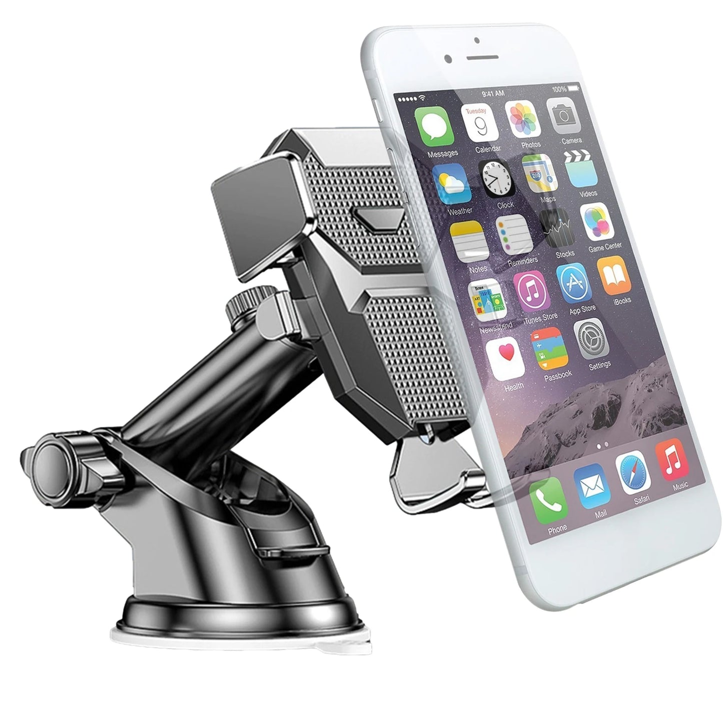 Support Téléphone Voiture 2-en-1 – Fixation Ventouse et Grille d'Aération, Rotation 360°