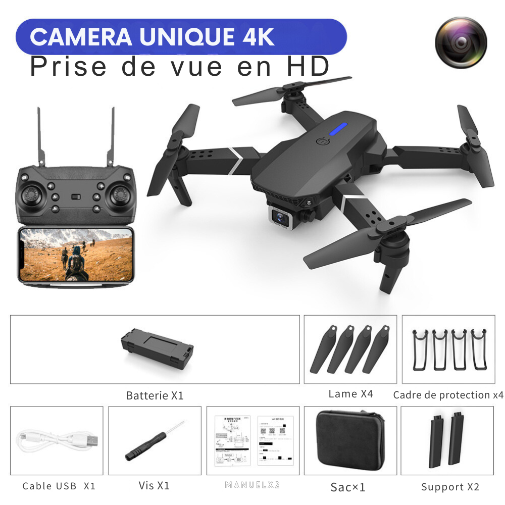 Drone E88 Photographie Aérienne Caméra HD 4K